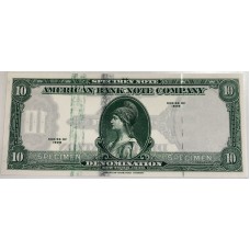 UNITED STATES OF AMERICA 1929 . TEN 10 DOLLARS BANKNOTE . SPECIMEN / ERROR